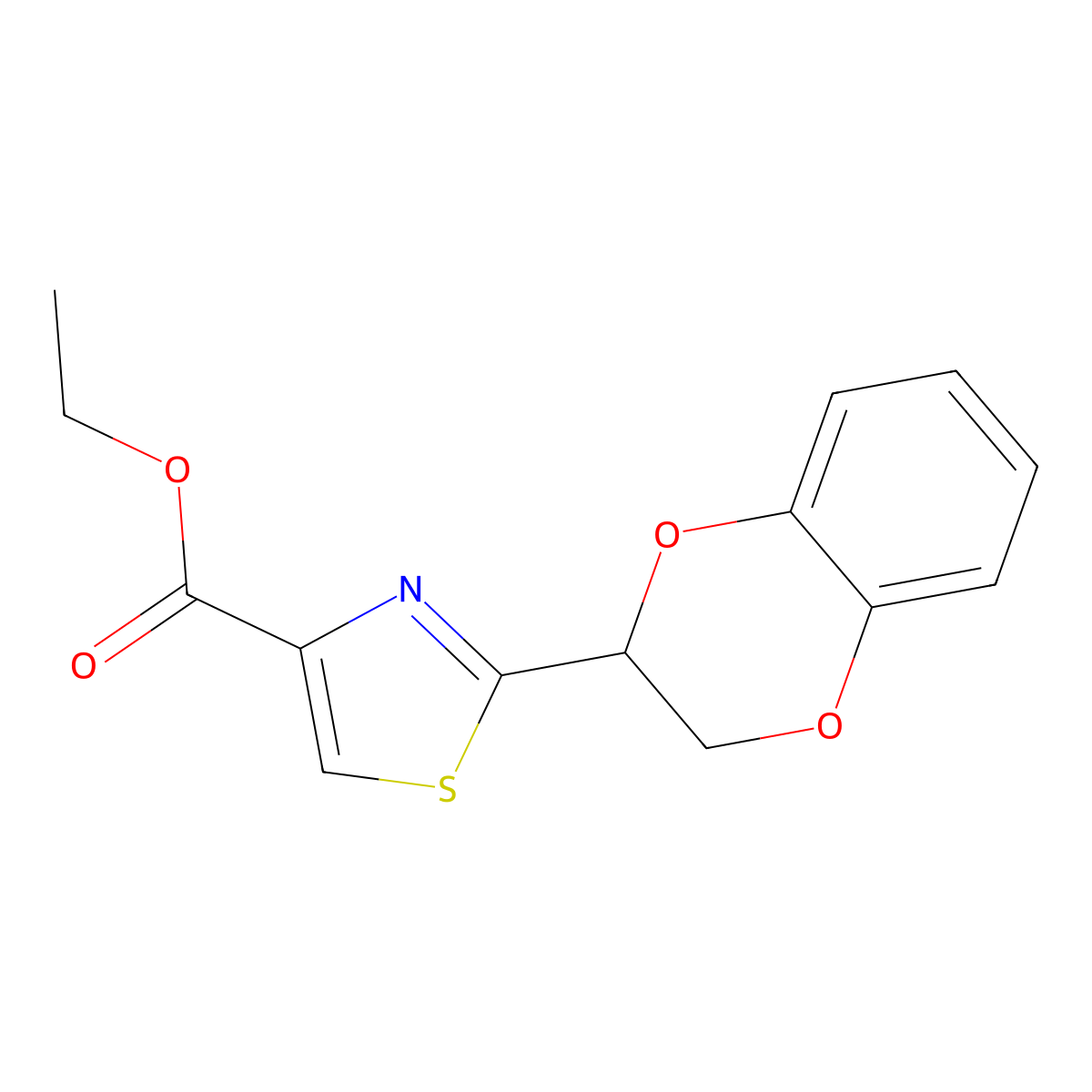 Ethyl 2-(2,3-dihydro-1,4-benzodioxin-2-yl)-1,3-thiazole-4-carboxylate molecular structure, CAS 465514-25-4