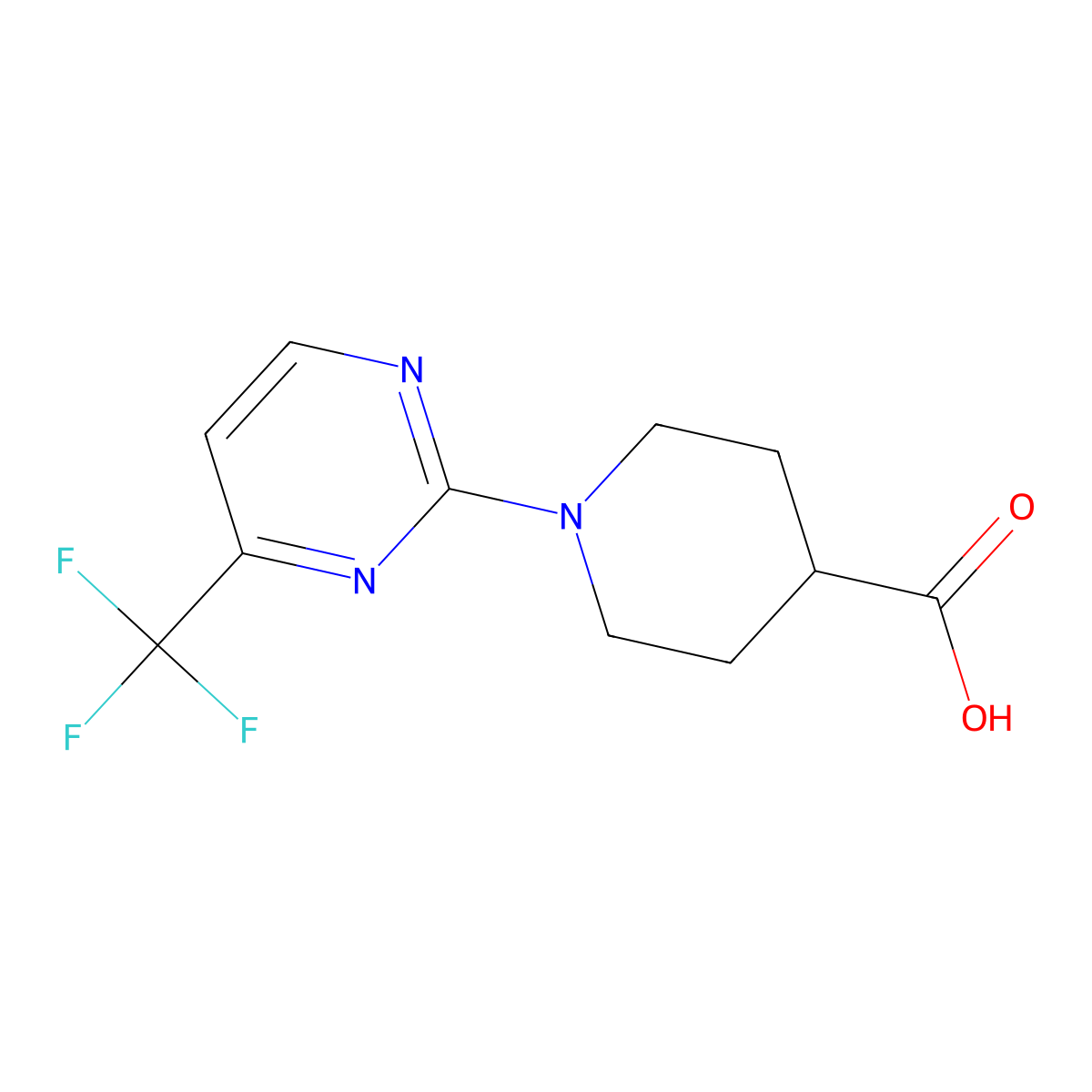 1-[4-(trifluoromethyl)pyrimidin-2-yl]piperidine-4-carboxylic Acid molecular structure, CAS 465514-39-0