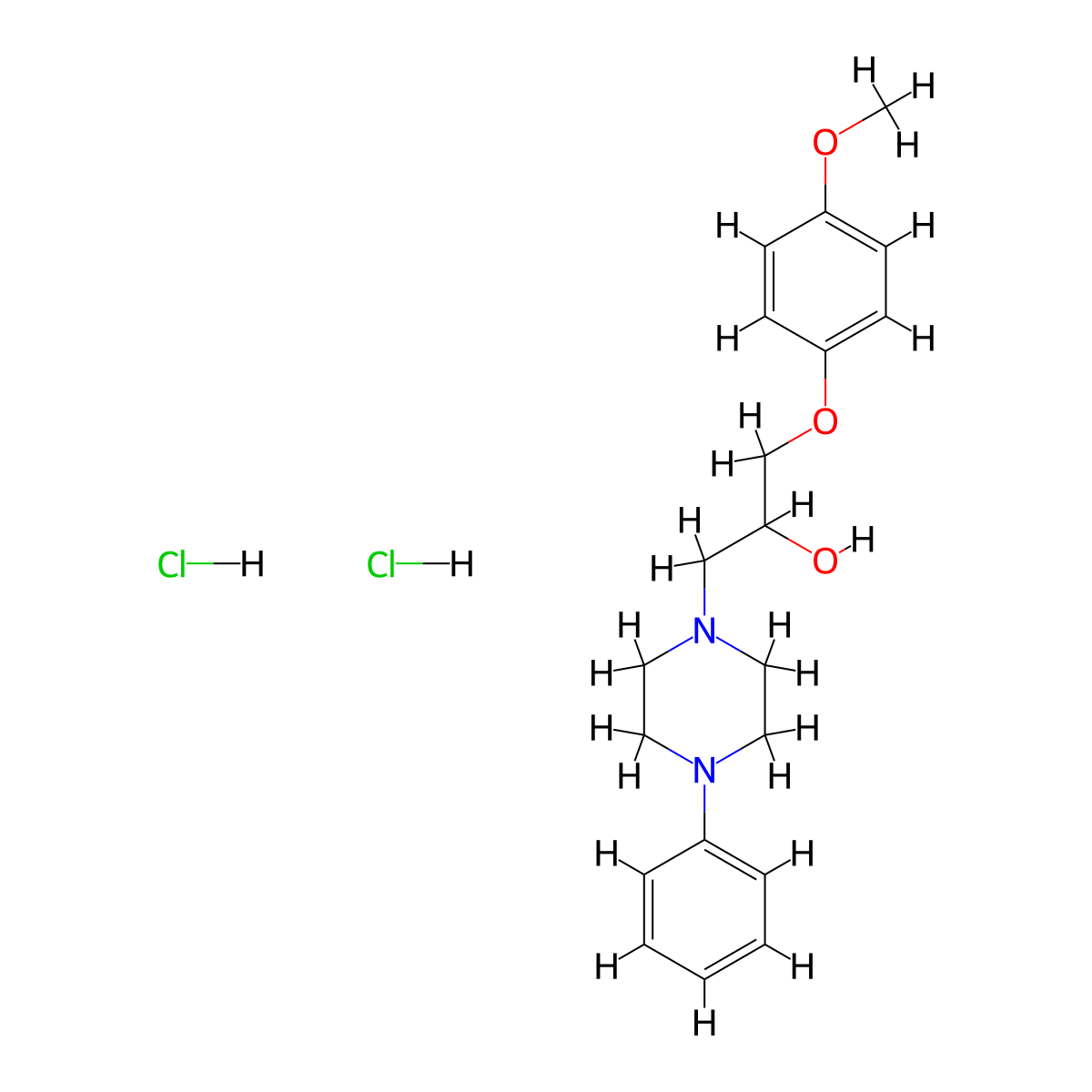 1-(4-methoxyphenoxy)-3-(4-phenylpiperazin-1-yl)propan-2-ol Dihydrochloride molecular structure, CAS 465535-21-1