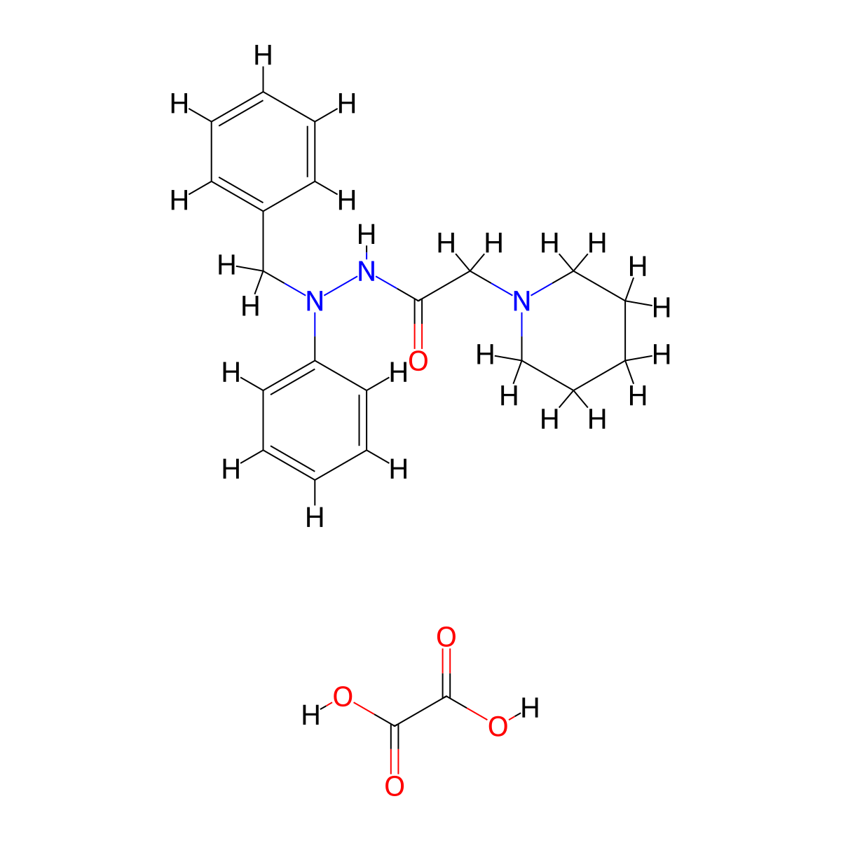 N'-Benzyl-N'-phenyl-2-(1-piperidinyl)acetohydrazide oxalate molecular structure, CAS 465535-24-4