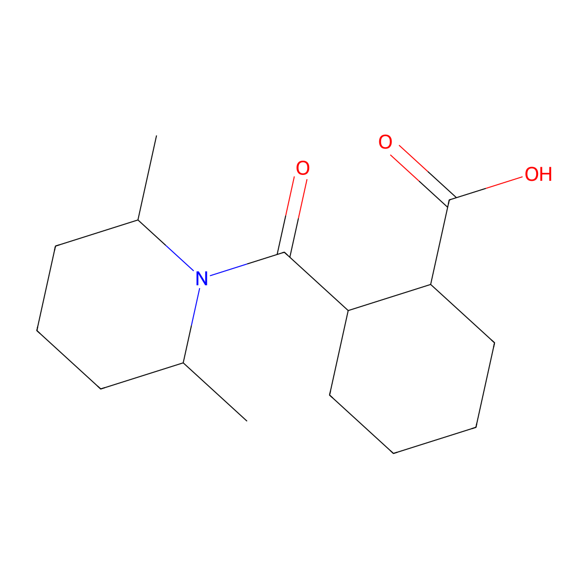 2-(2,6-dimethylpiperidine-1-carbonyl)cyclohexane-1-carboxylic Acid molecular structure, CAS 465536-31-6