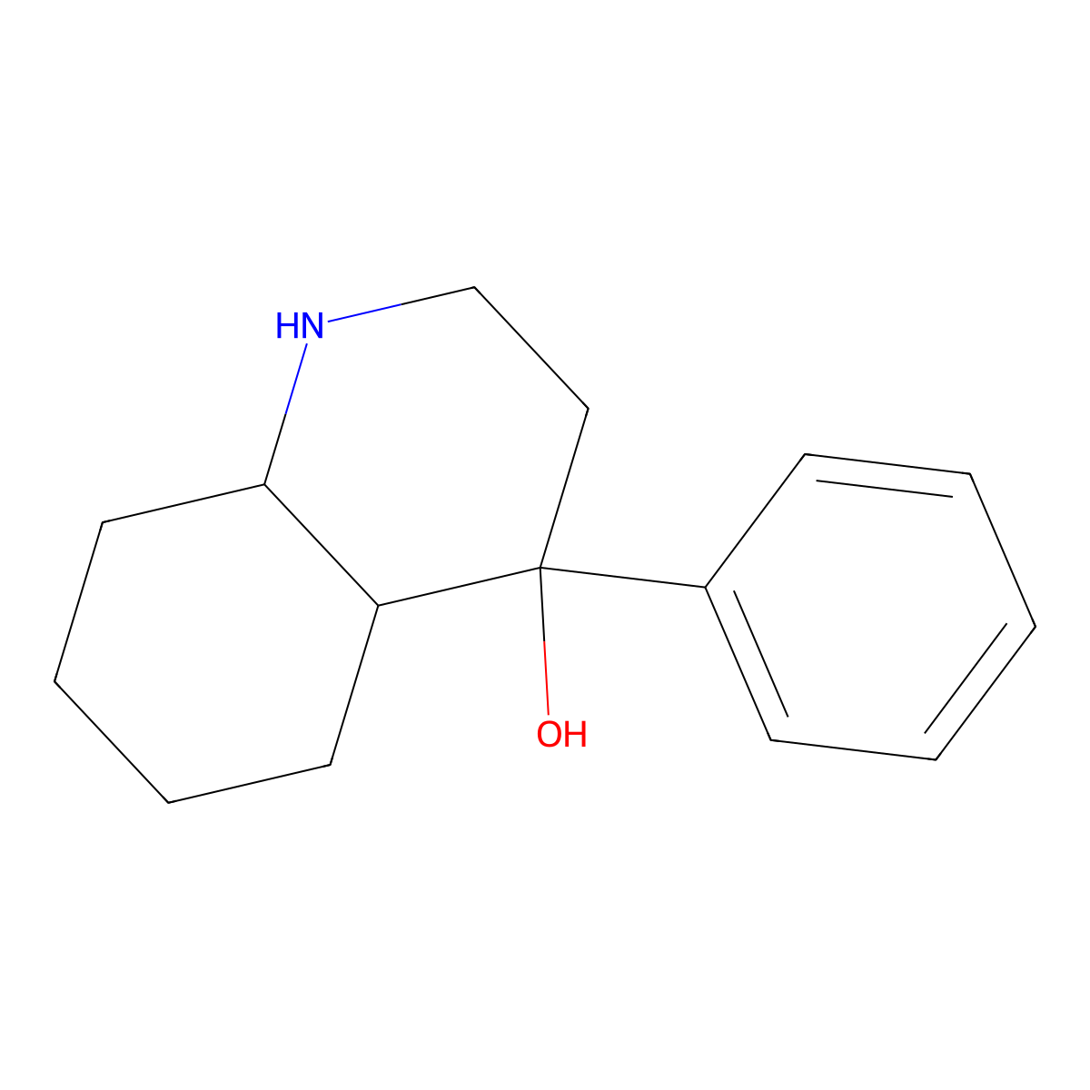 rac-(4S,4aS,8aS)-4-phenyldecahydro-4-quinolinol molecular structure, CAS 465536-44-1