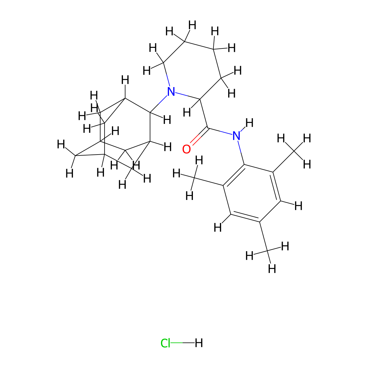 1-(2-Adamantyl)-N-mesityl-2-piperidinecarboxamide hydrochloride molecular structure, CAS 465537-52-4