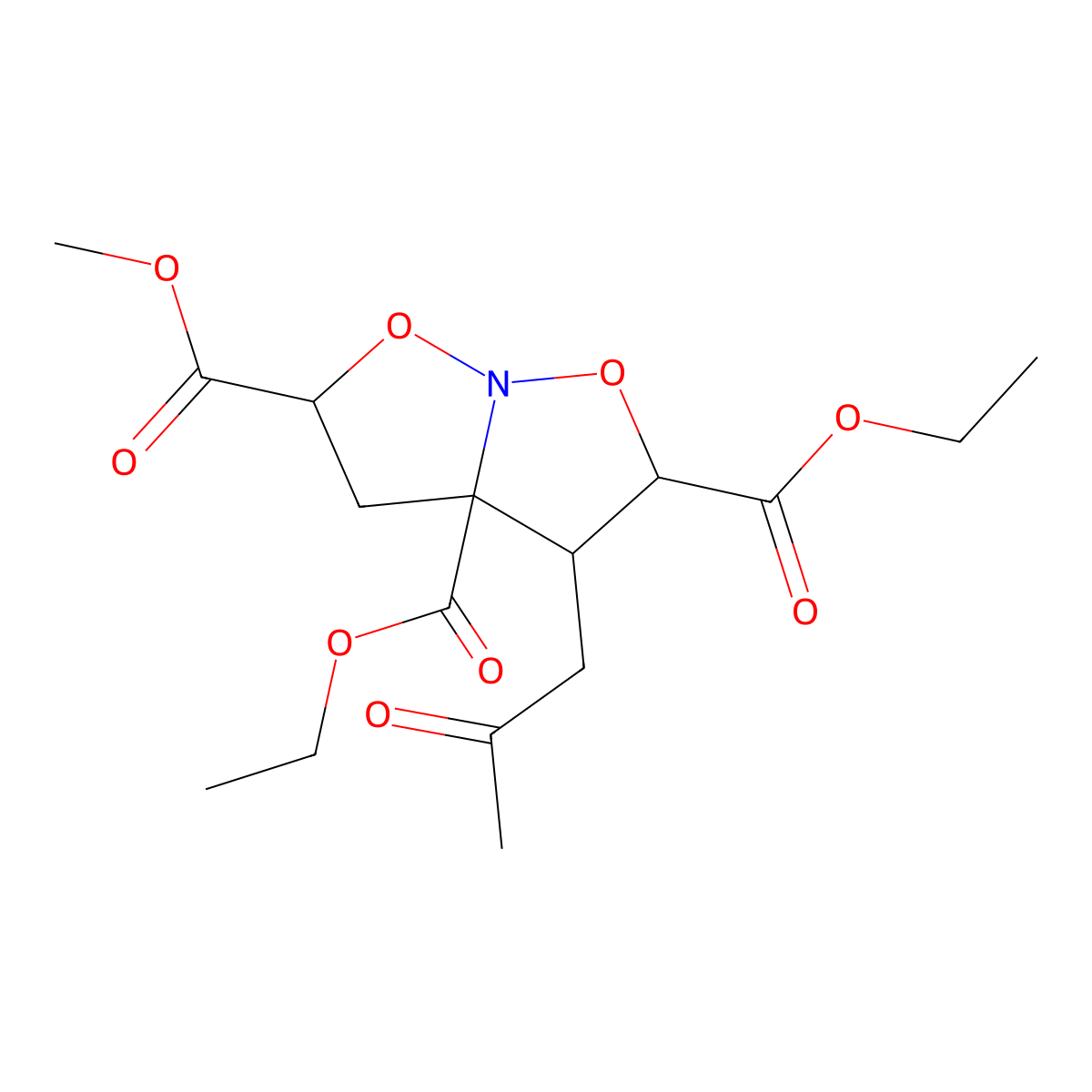 2,3a-diethyl 5-methyl 3-(2-oxopropyl)tetrahydro-2H-isoxazolo[2,3-b]isoxazole-2,3a,5-tricarboxylate molecular structure, CAS 465537-54-6