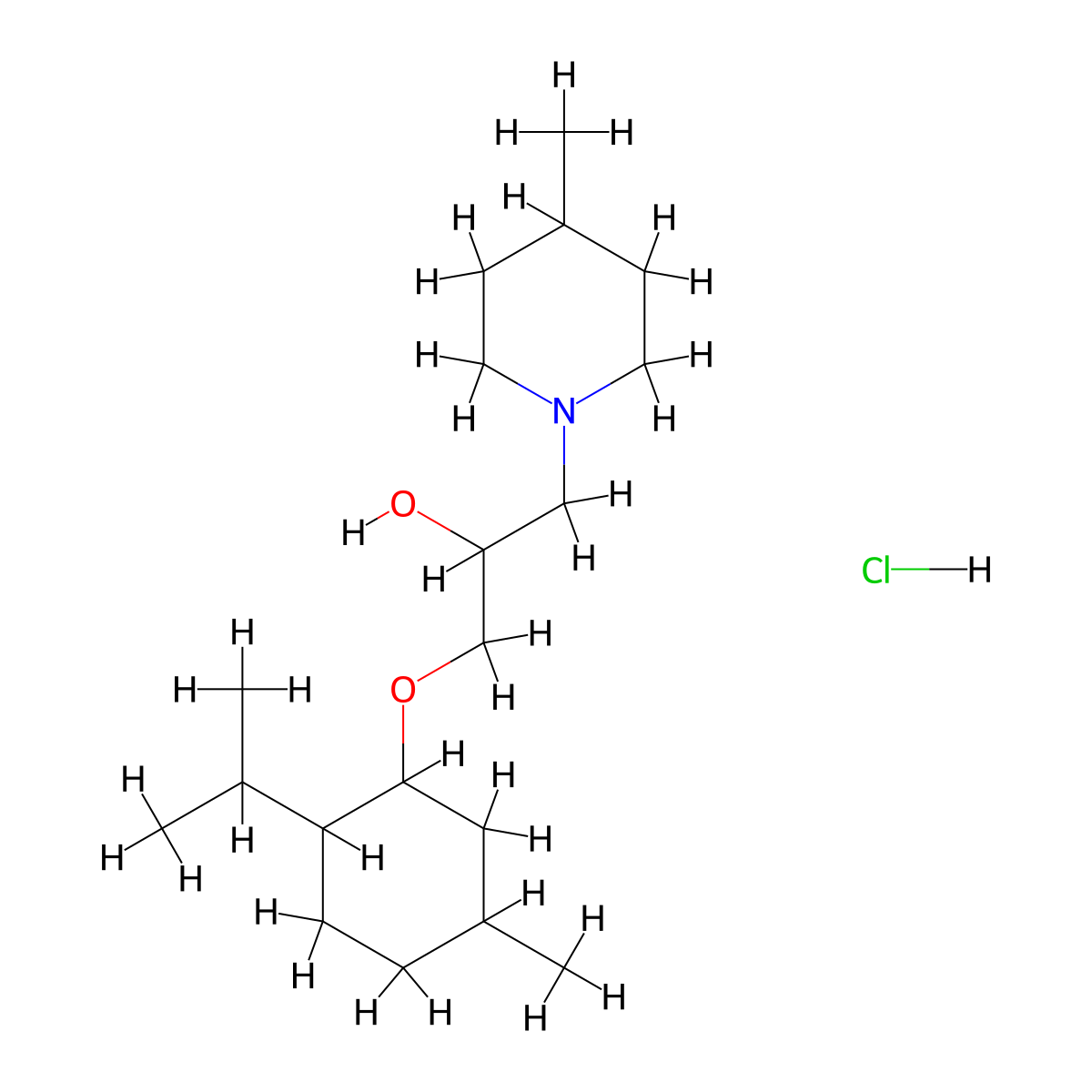 1-((2-Isopropyl-5-methylcyclohexyl)oxy)-3-(4-methylpiperidin-1-yl)propan-2-ol hydrochloride molecular structure, CAS 465537-76-2