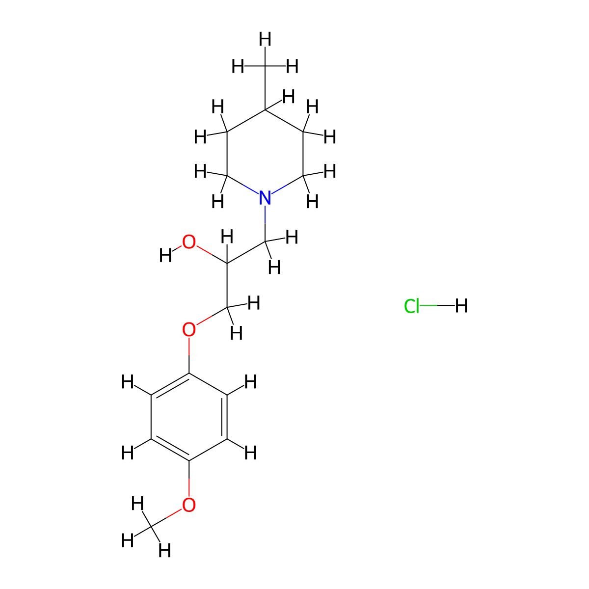 1-(4-Methoxyphenoxy)-3-(4-methylpiperidin-1-yl)propan-2-ol hydrochloride molecular structure, CAS 465538-04-9