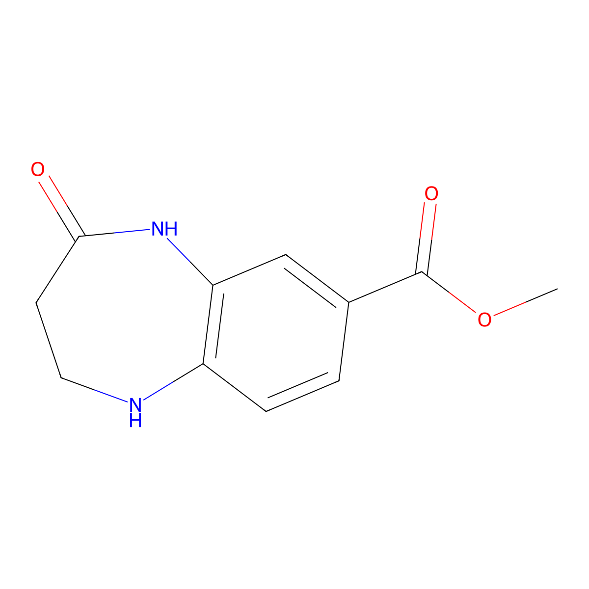 methyl 4-oxo-2,3,4,5-tetrahydro-1H-1,5-benzodiazepine-7-carboxylate molecular structure, CAS 465542-64-7