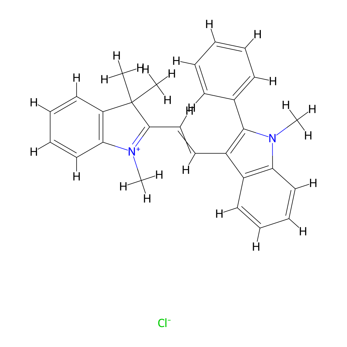 1,3,3-Trimethyl-2-[2-(1-methyl-2-phenylindol-3-yl)ethenyl]indol-1-ium;chloride molecular structure, CAS 4657-00-5