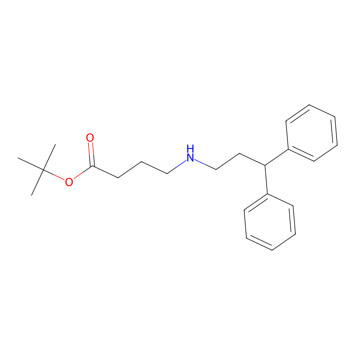 Tert-butyl 4-(3,3-diphenylpropylamino)butanoate molecular structure, CAS 4657-35-6