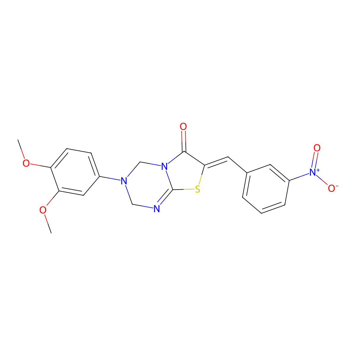 3-(3,4-Dimethoxyphenyl)-7-[(3-nitrophenyl)methylidene]-2,4-dihydro-[1,3]thiazolo[3,2-a][1,3,5]triazin-6-one molecular structure, CAS 4659-59-0