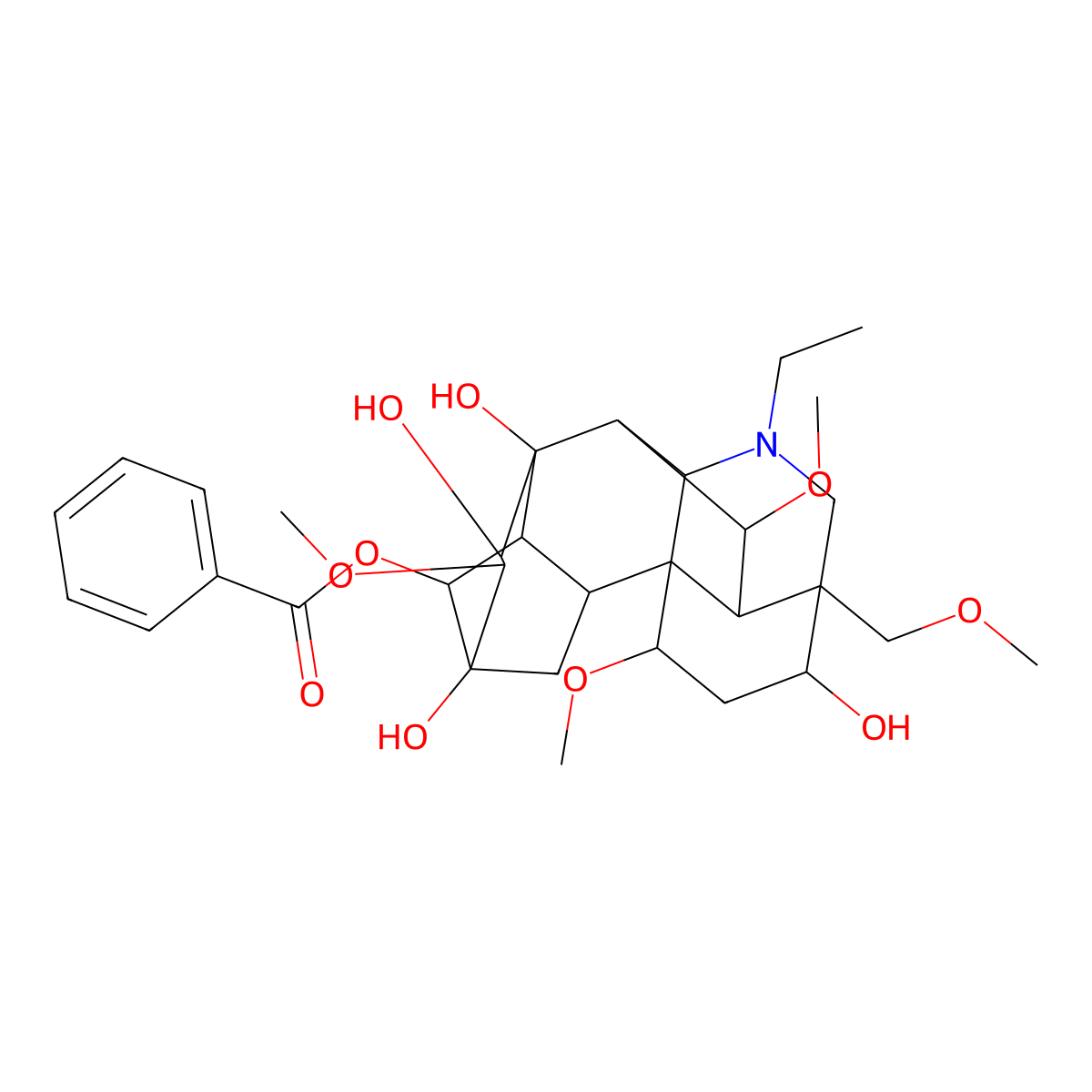 Benzoylaconine molecular structure, CAS 466-24-0