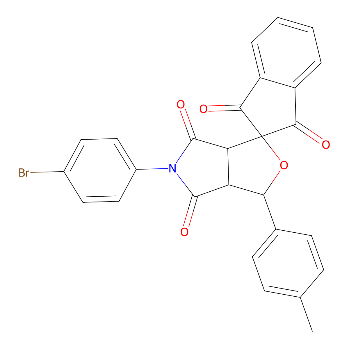 5-(4-bromophenyl)-3-(4-methylphenyl)-3a,6a-dihydrospiro[furo[3,4-c]pyrrole-1,2'-indene]-1',3',4,6(3H,5H)-tetrone molecular structure, CAS 466638-88-0