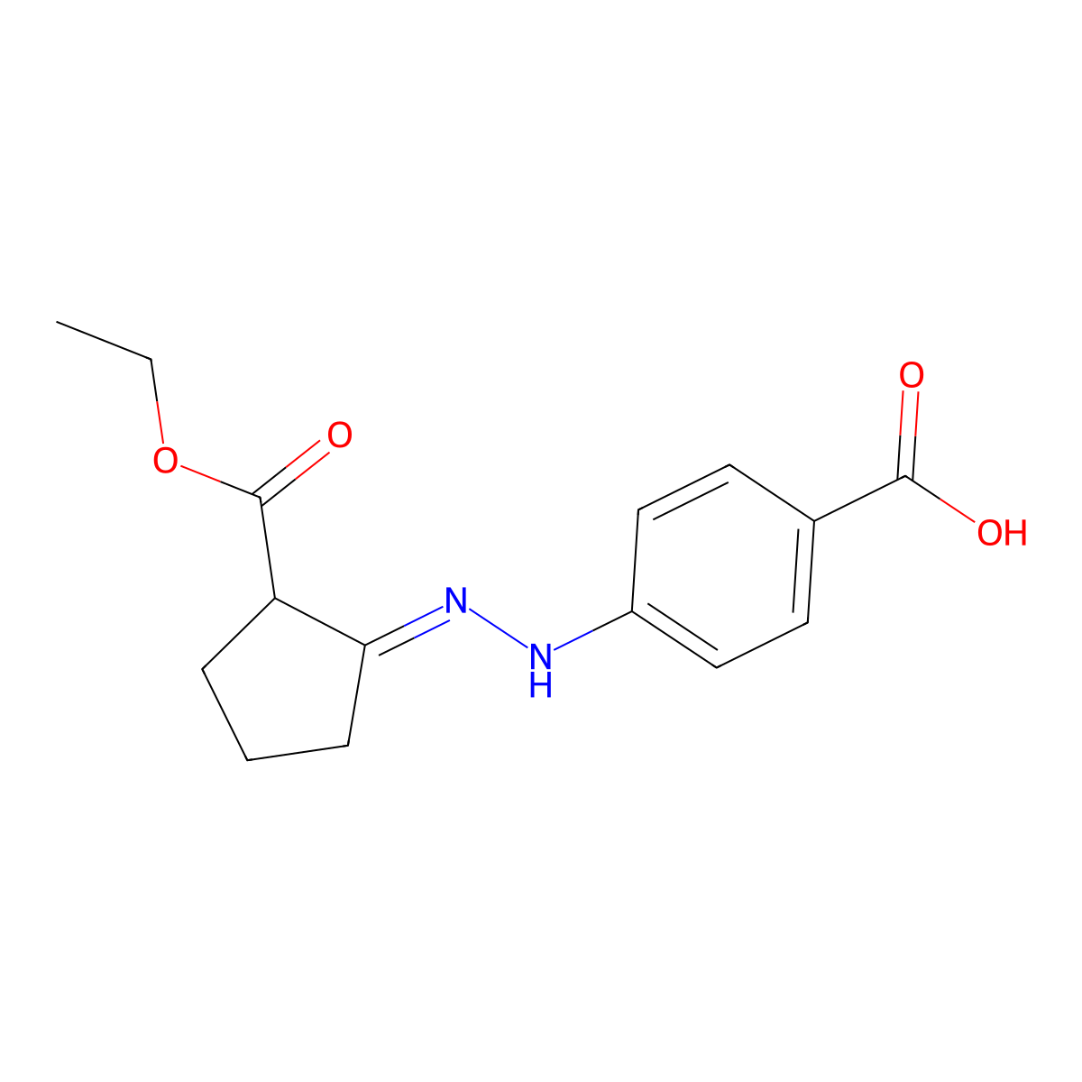 4-{2-[2-(Ethoxycarbonyl)cyclopentyliden]hydrazino}benzenecarboxylic acid molecular structure, CAS 466643-83-4