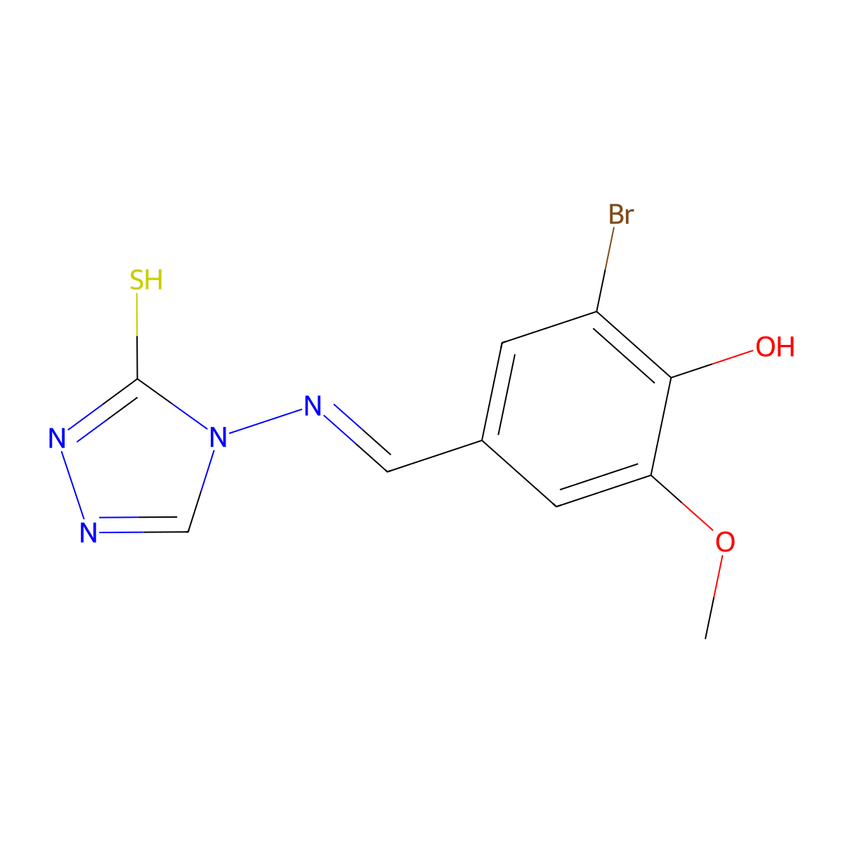 4-[(3-bromo-4-hydroxy-5-methoxyphenyl)methylideneamino]-1H-1,2,4-triazole-5-thione molecular structure, CAS 466656-34-8