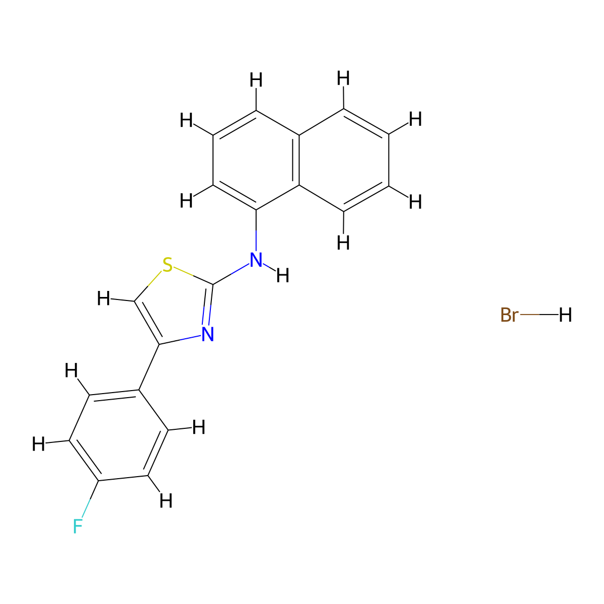 (4-(4-Fluorophenyl)(2,5-thiazolyl))-1-naphthylamine hydrobromide molecular structure, CAS 466683-55-6