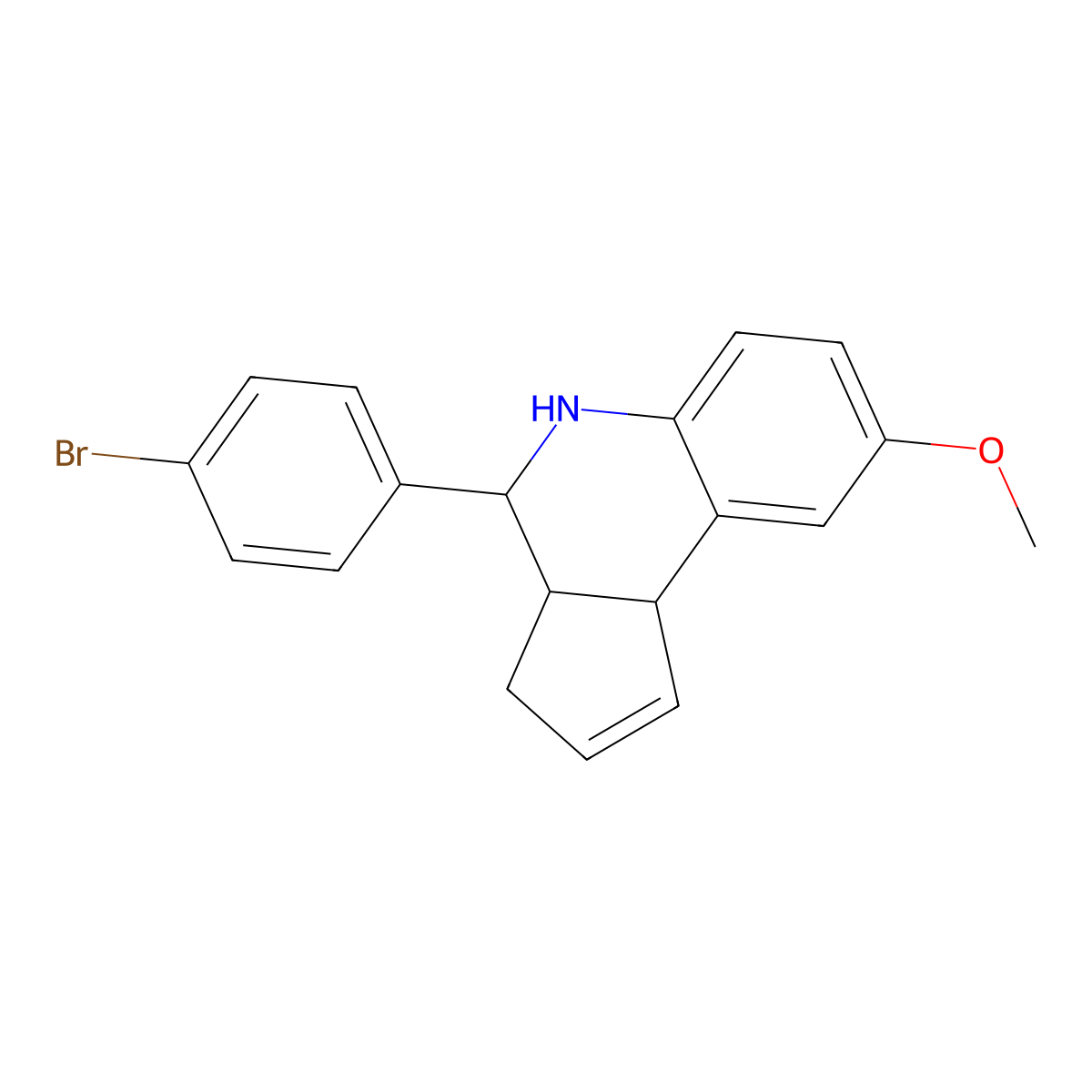 4-(4-bromophenyl)-8-methoxy-3a,4,5,9b-tetrahydro-3H-cyclopenta[c]quinoline molecular structure, CAS 466684-29-7