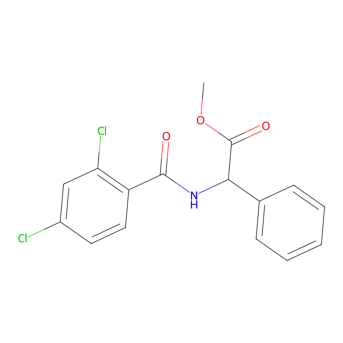 Methyl 2-[(2,4-dichlorobenzoyl)amino]-2-phenylacetate molecular structure, CAS 466685-26-7