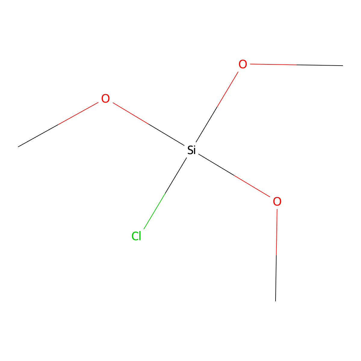 Chlorotrimethoxysilane molecular structure, CAS 4668-00-2