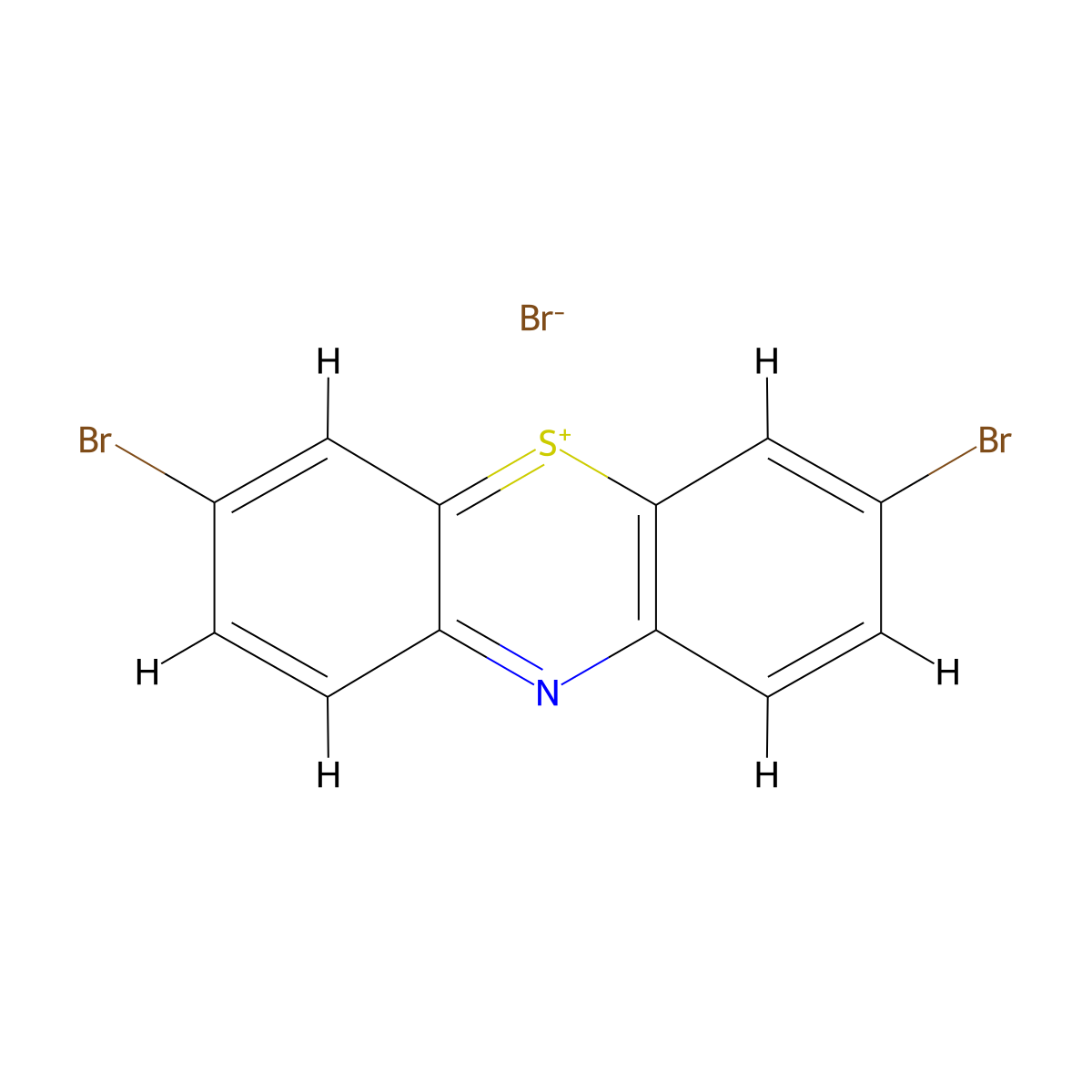 3,7-Dibromophenothiazin-5-ium bromide molecular structure, CAS 46710-21-8