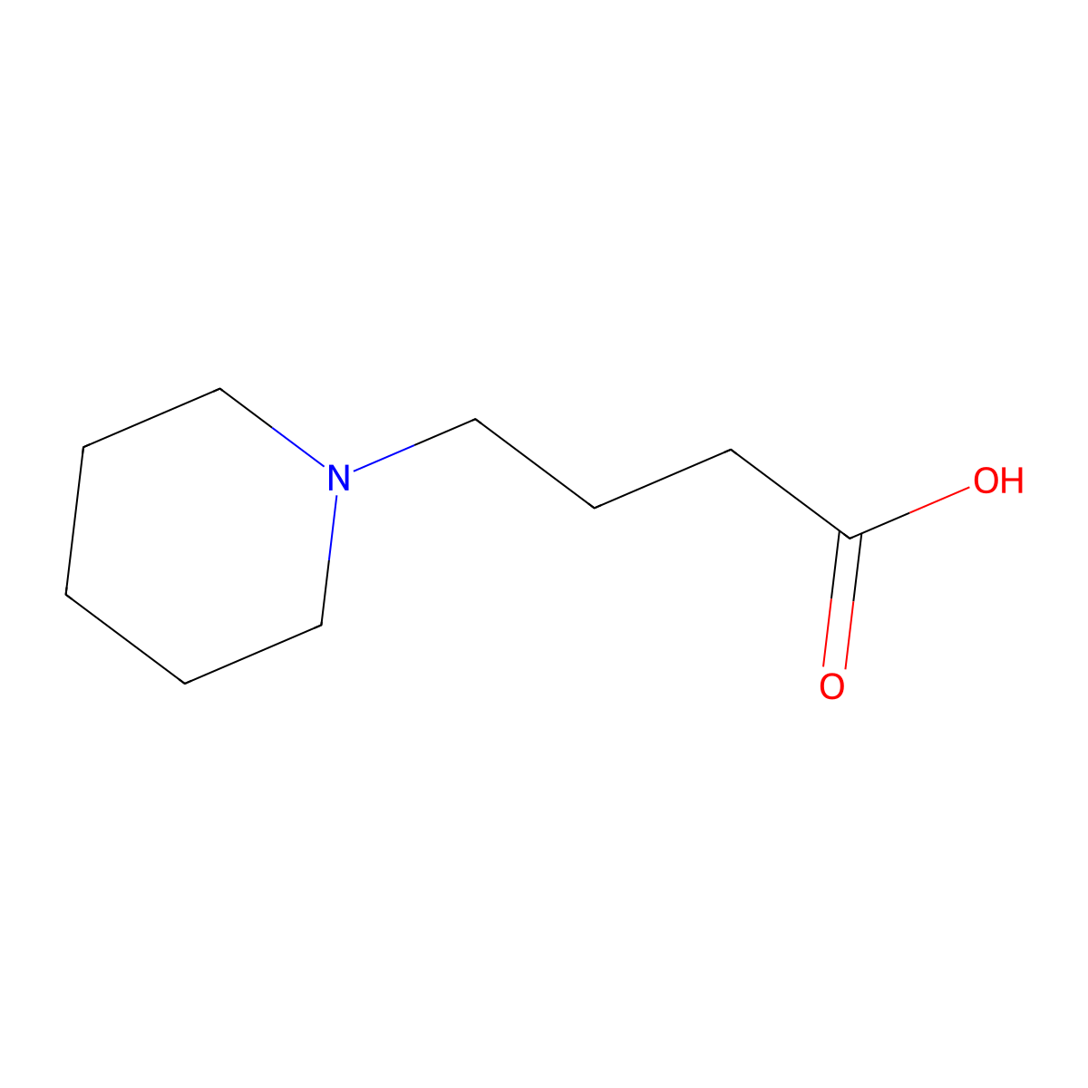 Butyric acid, 4-piperidino- molecular structure, CAS 4672-16-6