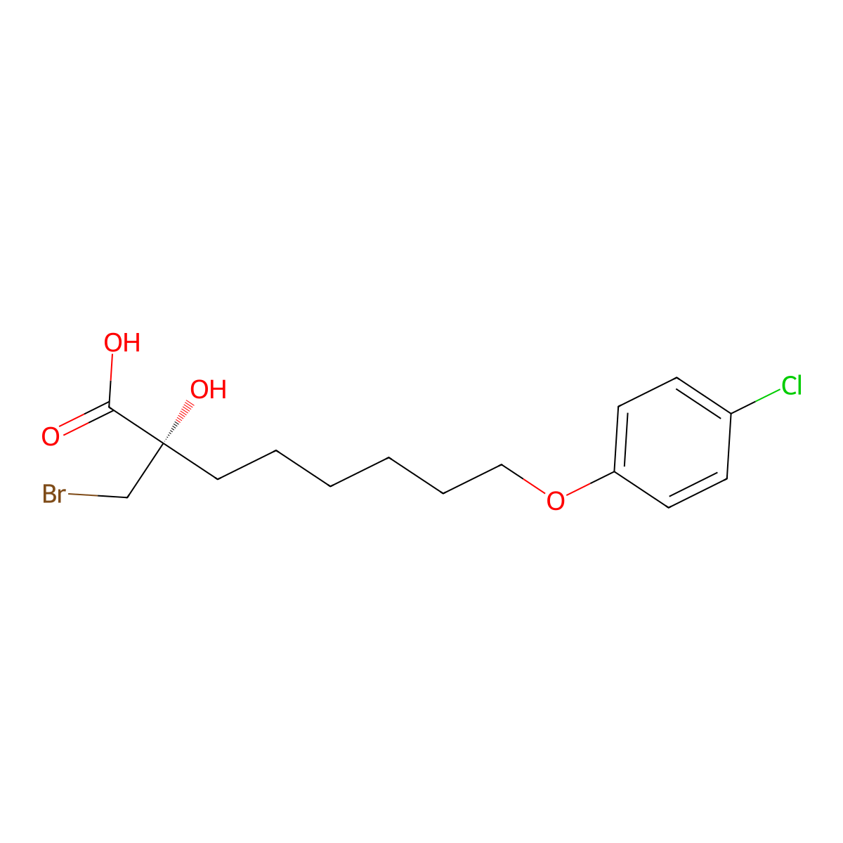 (S)-2-Bromomethyl-2-hydroxy-8-(4-chlorophenoxy)octanoic Acid molecular structure, CAS 467235-27-4