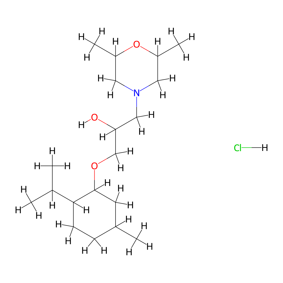 1-(2,6-Dimethylmorpholino)-3-((2-isopropyl-5-methylcyclohexyl)oxy)propan-2-ol hydrochloride molecular structure, CAS 467236-46-0