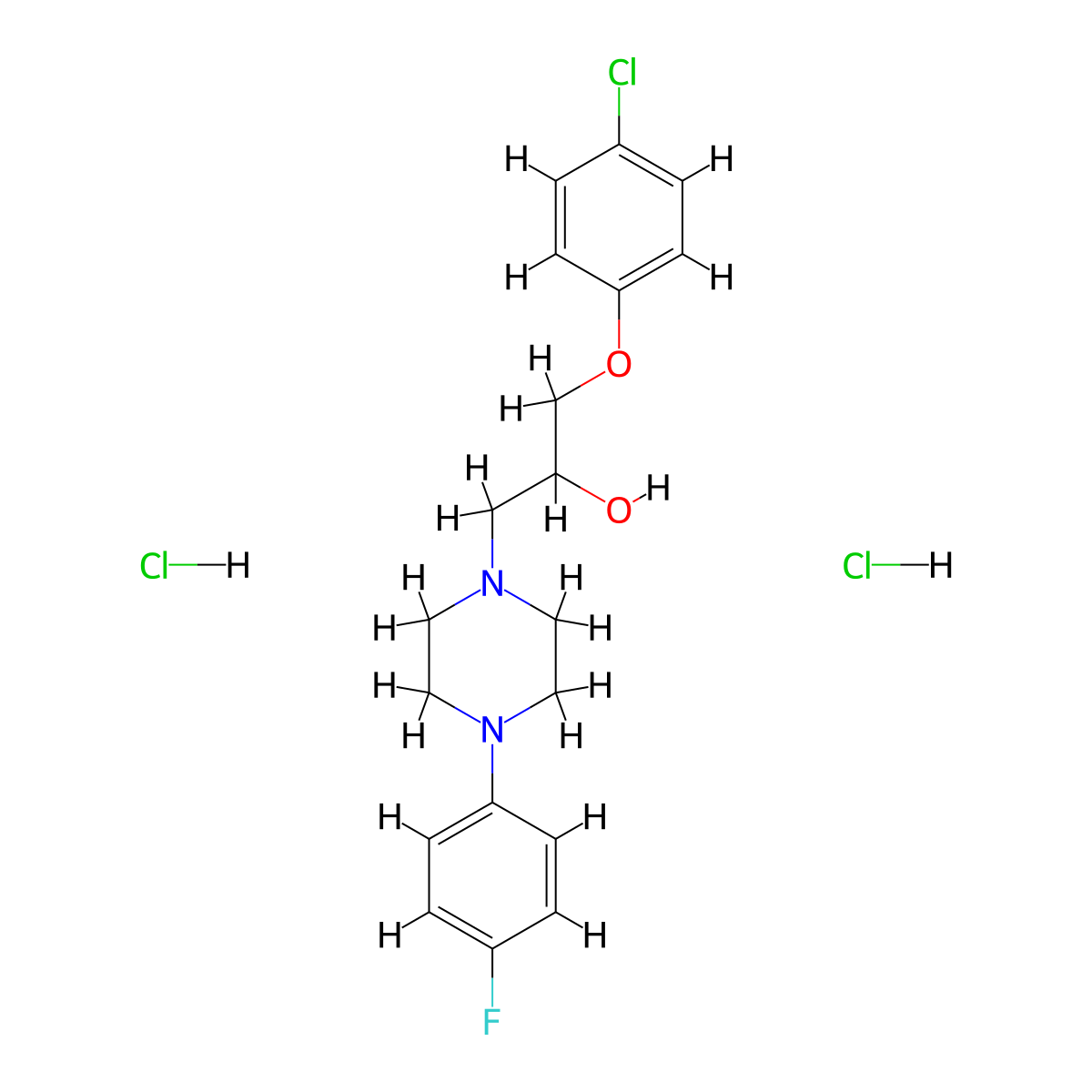 1-(4-chlorophenoxy)-3-[4-(4-fluorophenyl)piperazin-1-yl]propan-2-ol Dihydrochloride molecular structure, CAS 467236-74-4
