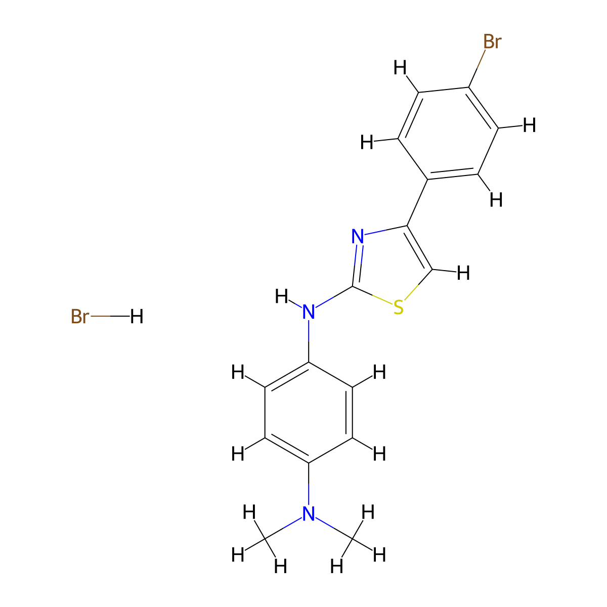 1-N-[4-(4-bromophenyl)-1,3-thiazol-2-yl]-4-N,4-N-dimethylbenzene-1,4-diamine;hydrobromide molecular structure, CAS 467236-82-4