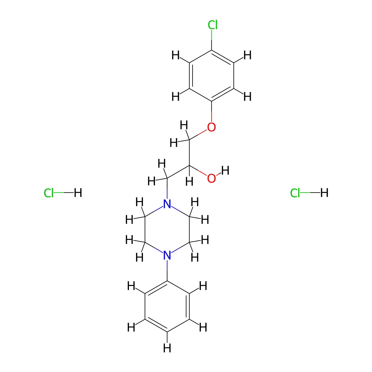 1-(4-chlorophenoxy)-3-(4-phenylpiperazin-1-yl)propan-2-ol Dihydrochloride molecular structure, CAS 467236-99-3