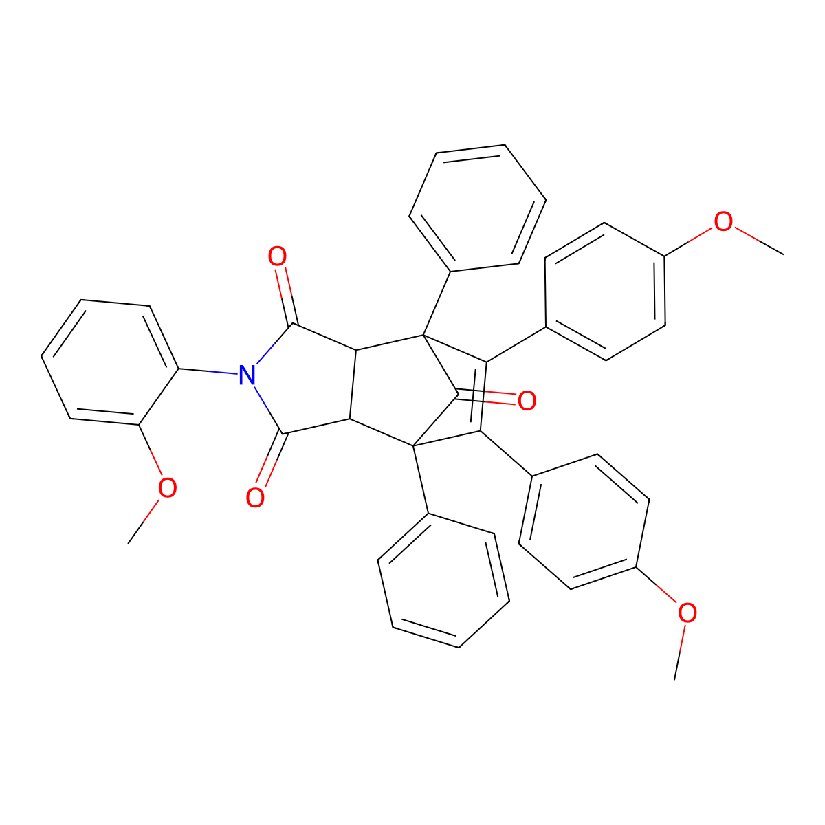4-(2-Methoxyphenyl)-8,9-bis(4-methoxyphenyl)-1,7-diphenyl-4-azatricyclo[5.2.1.0~2,6~]dec-8-ene-3,5,10-trione molecular structure, CAS 467239-58-3