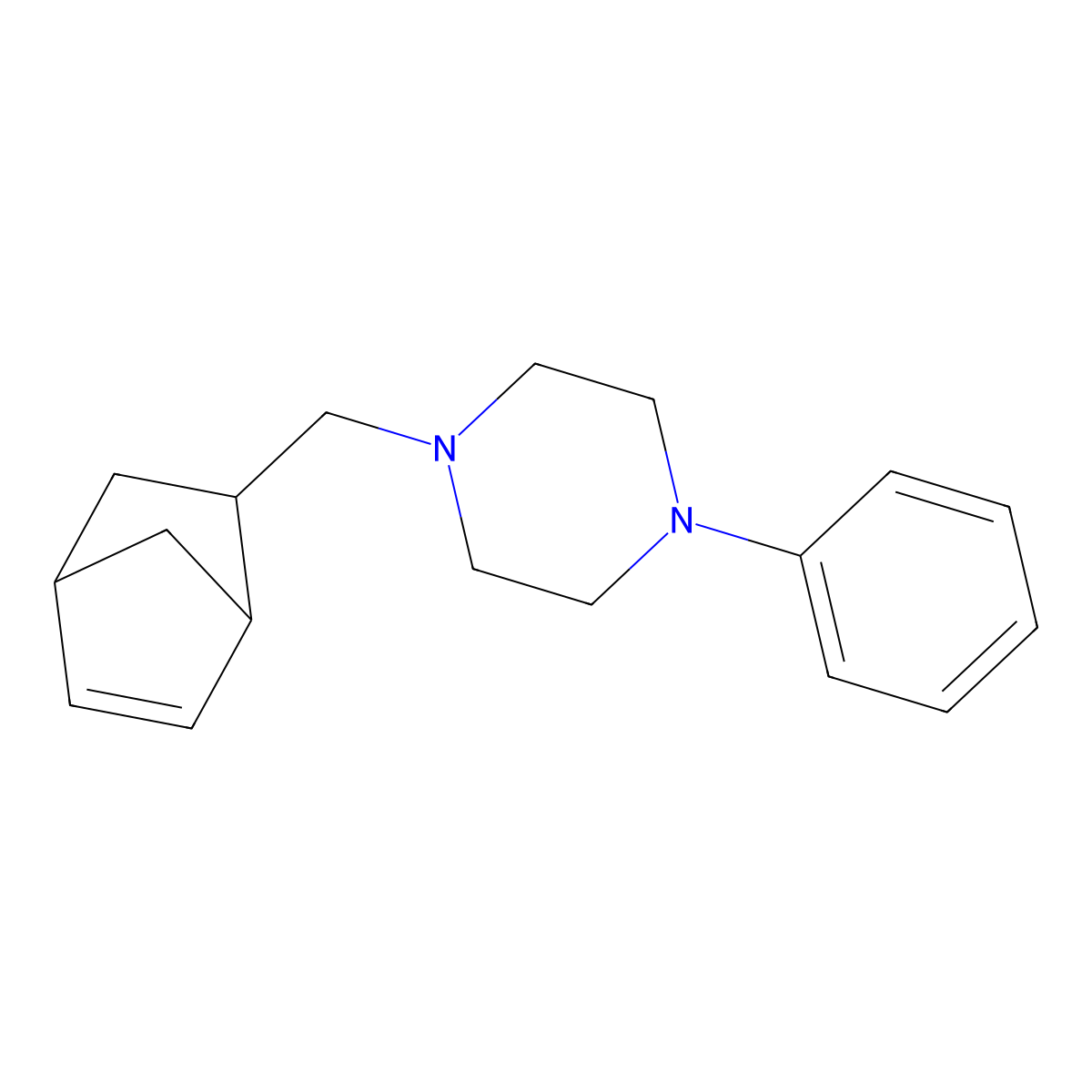 1-(5-Bicyclo[2.2.1]hept-2-enylmethyl)-4-phenylpiperazine molecular structure, CAS 467240-30-8