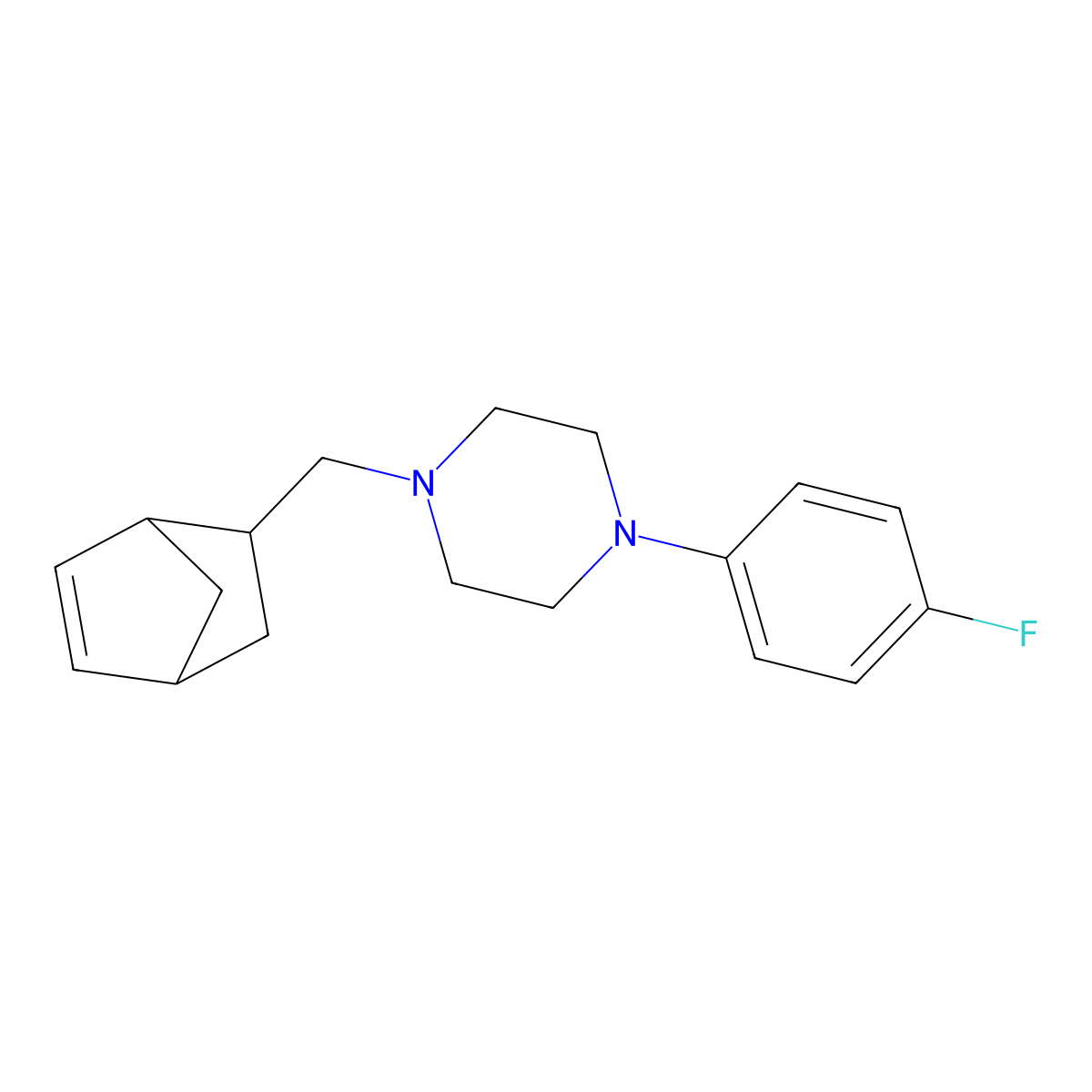 1-(2-Bicyclo[2.2.1]hept-5-enylmethyl)-4-(4-fluorophenyl)piperazine molecular structure, CAS 467240-43-3