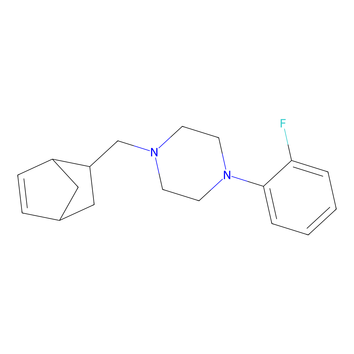 1-(Bicyclo[2.2.1]hept-5-en-2-ylmethyl)-4-(2-fluorophenyl)piperazine molecular structure, CAS 467240-95-5