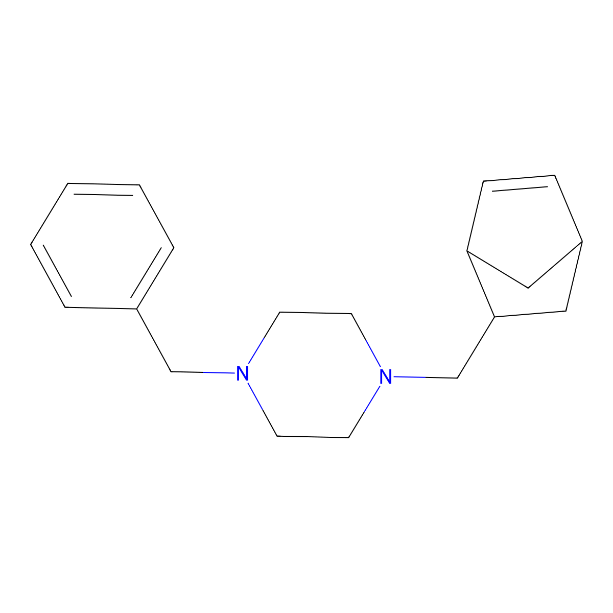 1-Benzyl-4-(bicyclo[2.2.1]hept-5-en-2-ylmethyl)piperazine molecular structure, CAS 467241-59-4