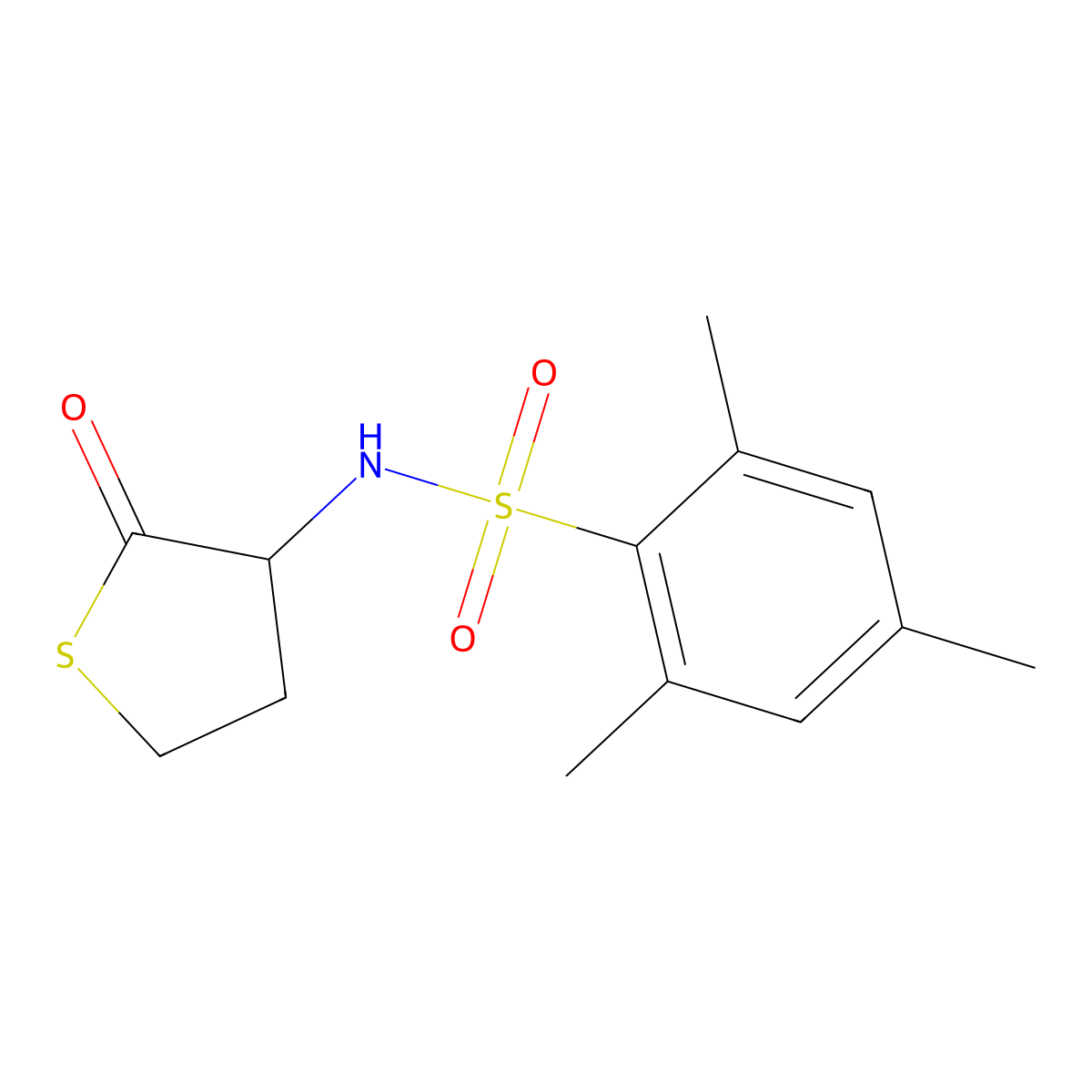 2,4,6-trimethyl-N-(2-oxothiolan-3-yl)benzenesulfonamide molecular structure, CAS 467241-92-5