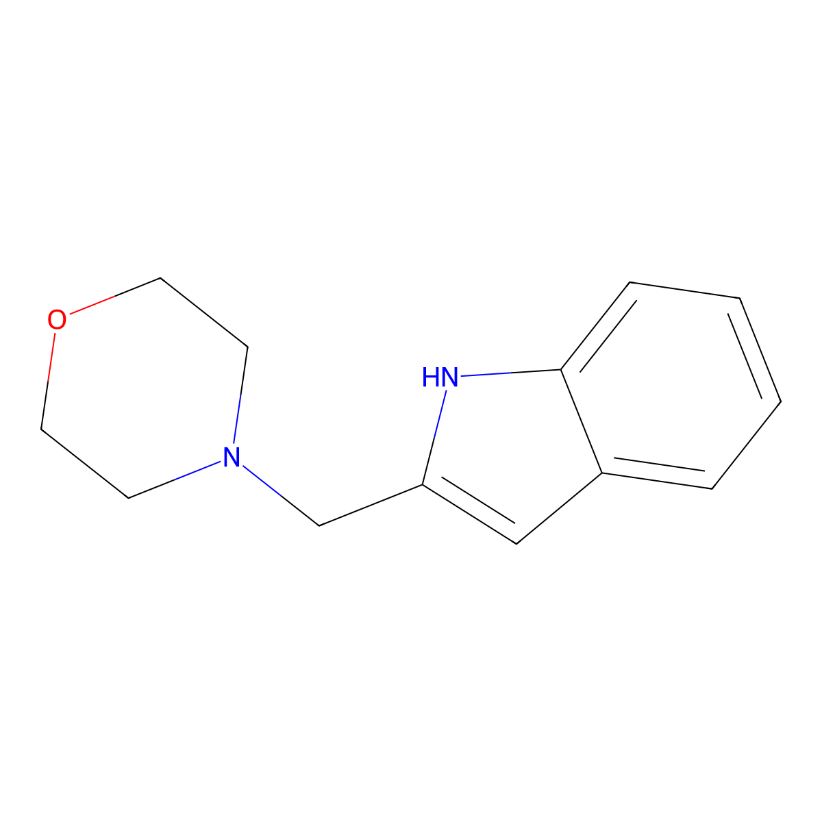 1H-Indole, 2-(4-morpholinylmethyl)- molecular structure, CAS 46739-06-4