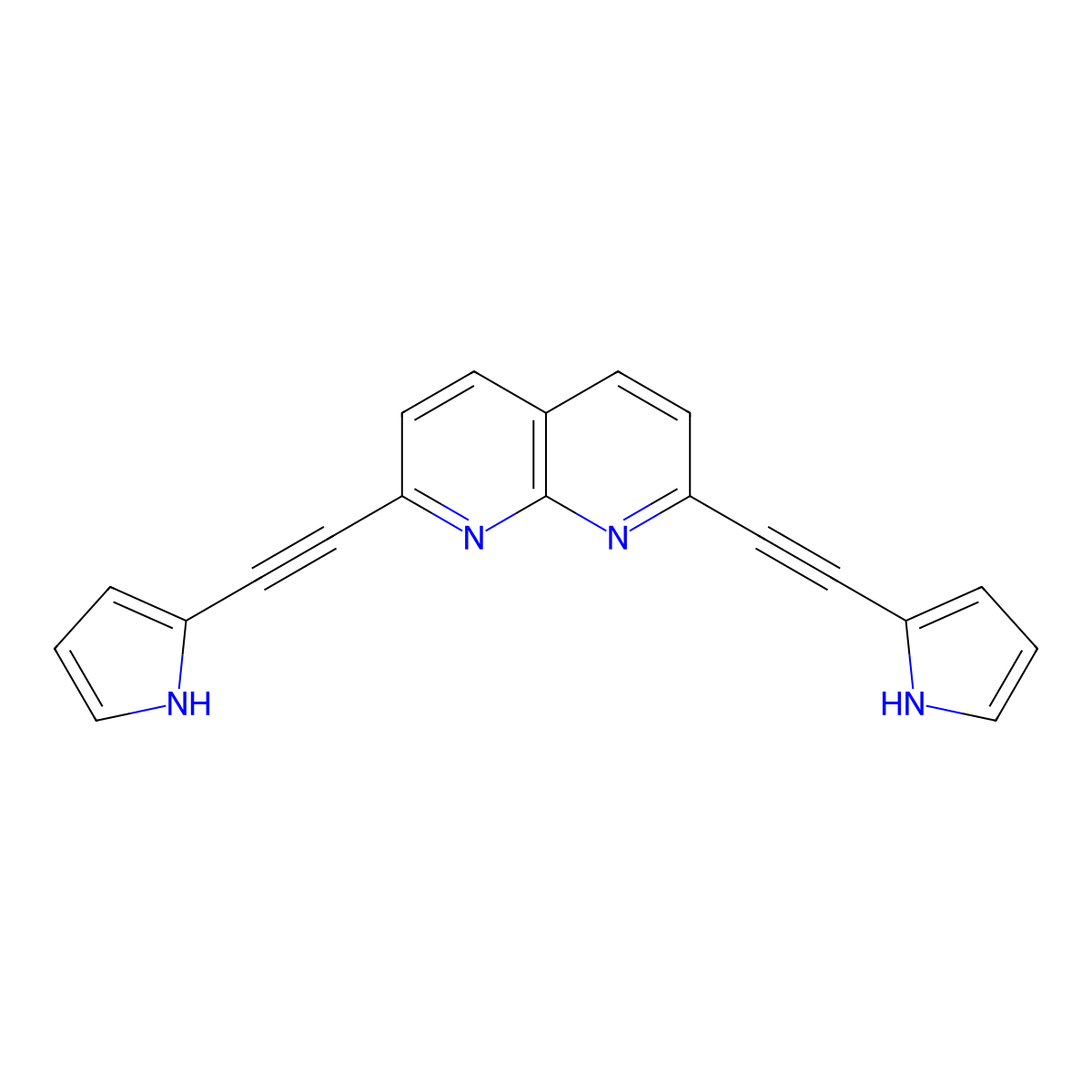 2,7-Bis-(1H-pyrrol-2-yl)ethynyl-1,8-naphthridine molecular structure, CAS 467435-64-9