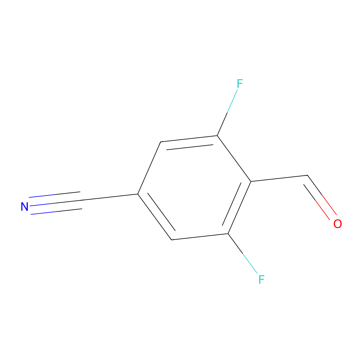 3,5-Difluoro-4-formylbenzonitrile molecular structure, CAS 467442-15-5