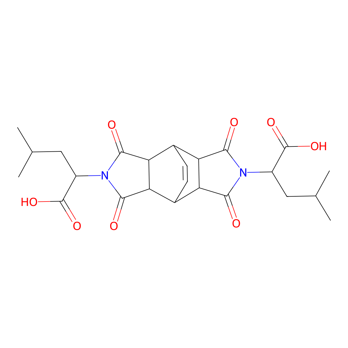 2-[10-(1-Carboxy-3-methylbutyl)-3,5,9,11-tetraoxo-4,10-diazatetracyclo[5.5.2.0^{2,6}.0^{8,12}]tetradec-13-en-4-yl]-4-methylpentanoic acid molecular structure, CAS 467444-49-1