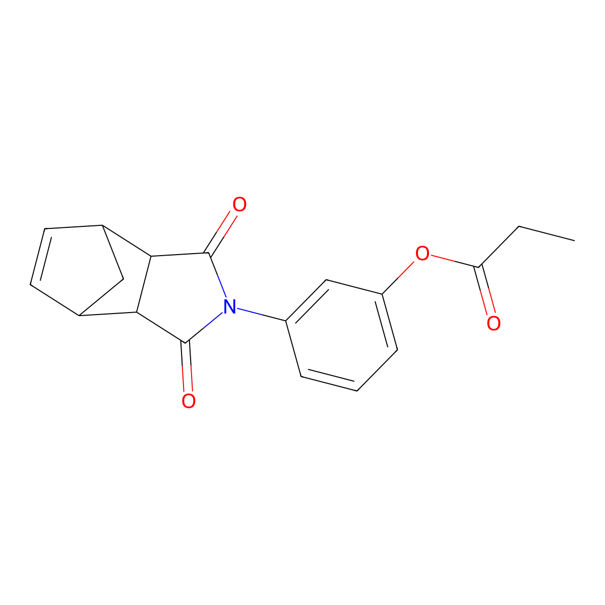 3-(1,3-dioxo-3a,4,7,7a-tetrahydro-1H-4,7-methanoisoindol-2(3H)-yl)phenyl propionate molecular structure, CAS 467444-71-9