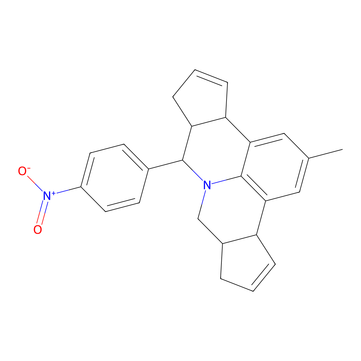 7-{4-Nitrophenyl}-2-methyl-3b,6,6a,7,9,9a,10,12a-octahydrocyclopenta[c]cyclopenta[4,5]pyrido[3,2,1-ij]quinoline molecular structure, CAS 467445-93-8