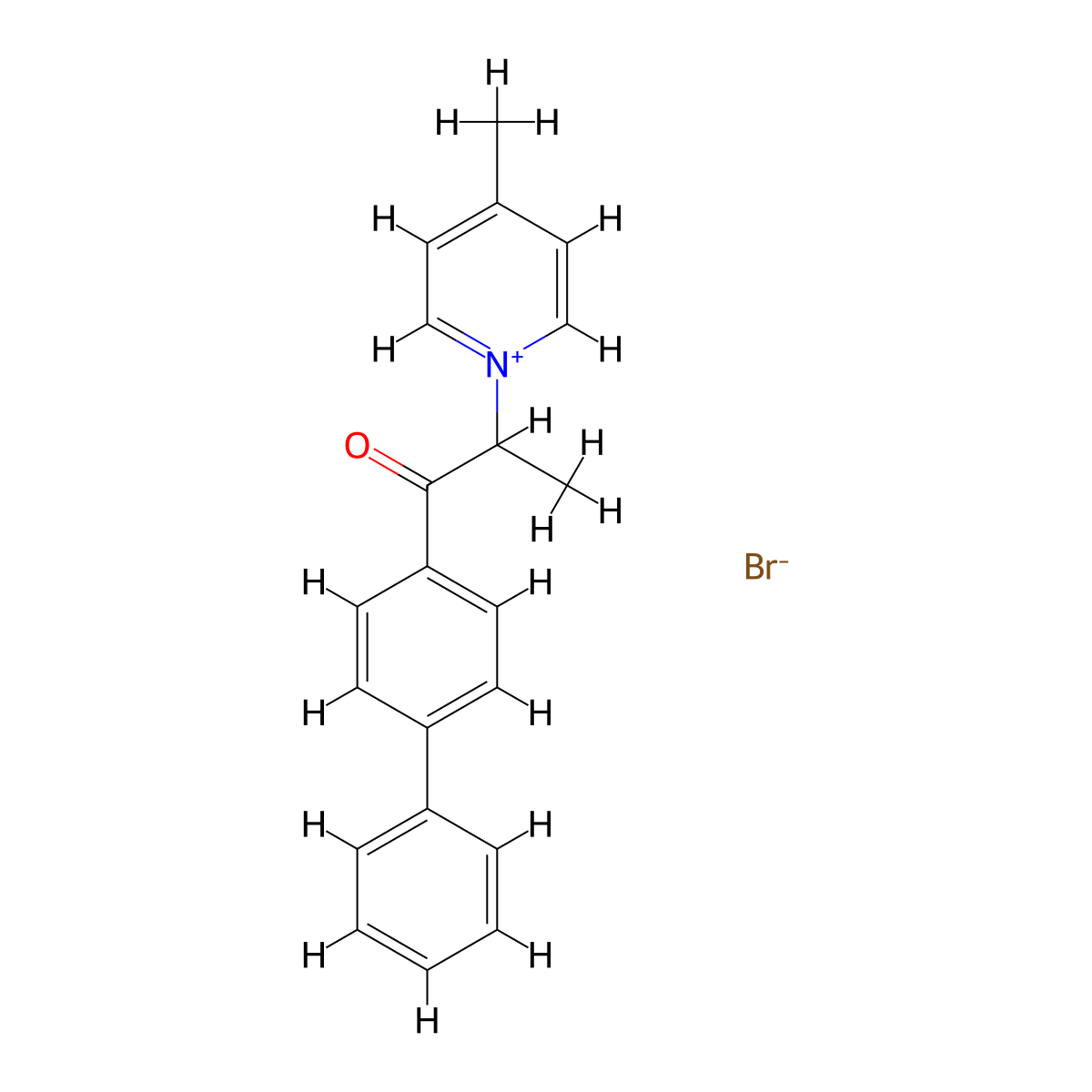 1-(1-([1,1'-Biphenyl]-4-yl)-1-oxopropan-2-yl)-4-methylpyridin-1-ium bromide molecular structure, CAS 467445-97-2