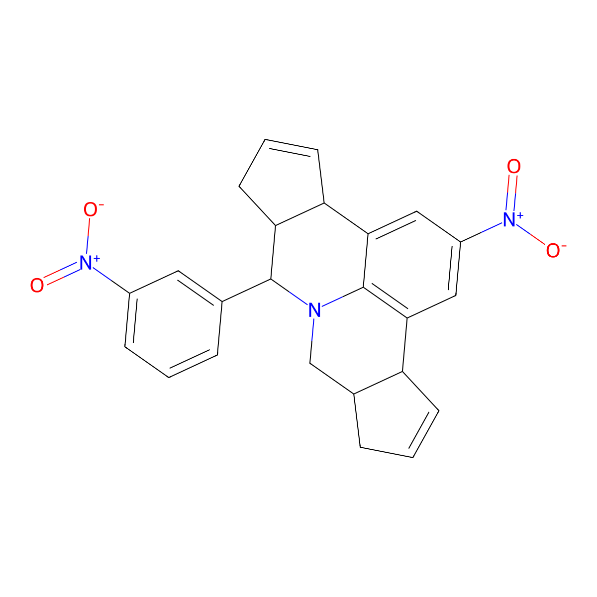 2-Nitro-7-{3-nitrophenyl}-3b,6,6a,7,9,9a,10,12a-octahydrocyclopenta[c]cyclopenta[4,5]pyrido[3,2,1-ij]quinoline molecular structure, CAS 467446-73-7