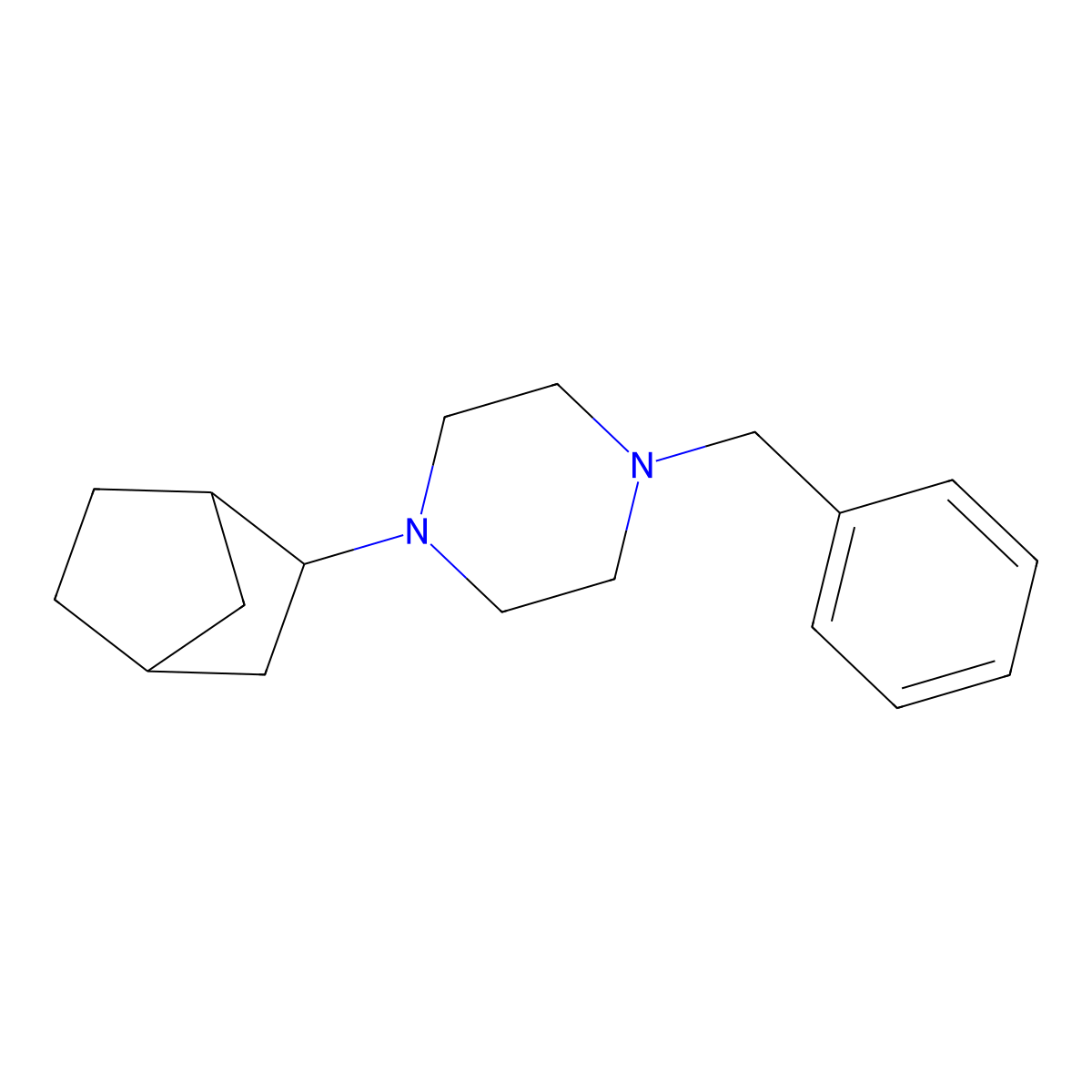 1-Benzyl-4-(bicyclo[2.2.1]hept-2-yl)piperazine molecular structure, CAS 467447-90-1