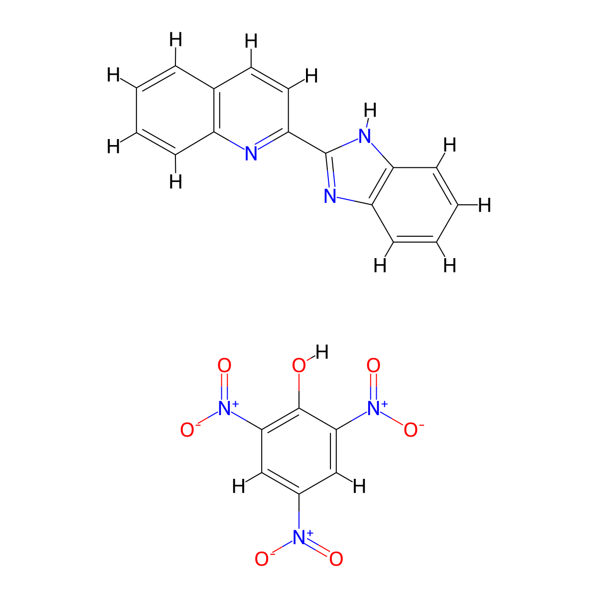 2,4,6-trinitrophenol; 2-(1H-1,3-benzodiazol-2-yl)quinoline molecular structure, CAS 467450-36-8
