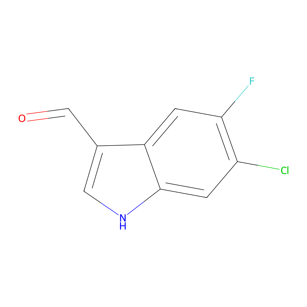 6-chloro-5-fluoro-1H-indole-3-carbaldehyde molecular structure, CAS 467451-99-6