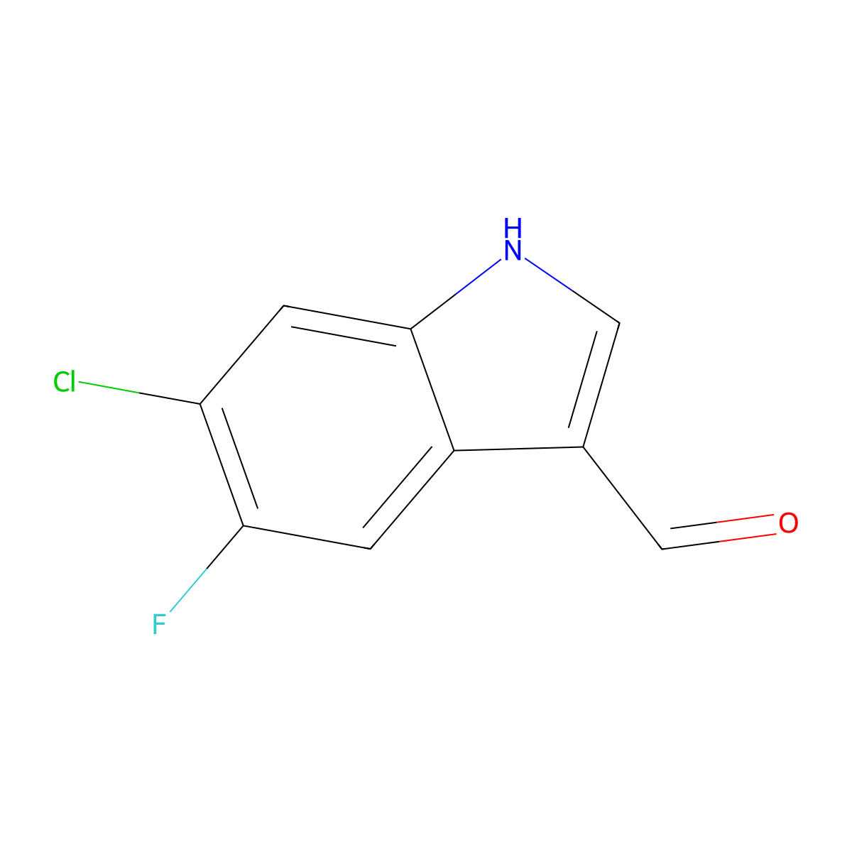 6-chloro-5-fluoro-1H-indole-3-carbaldehyde molecular structure, CAS 467451-99-6