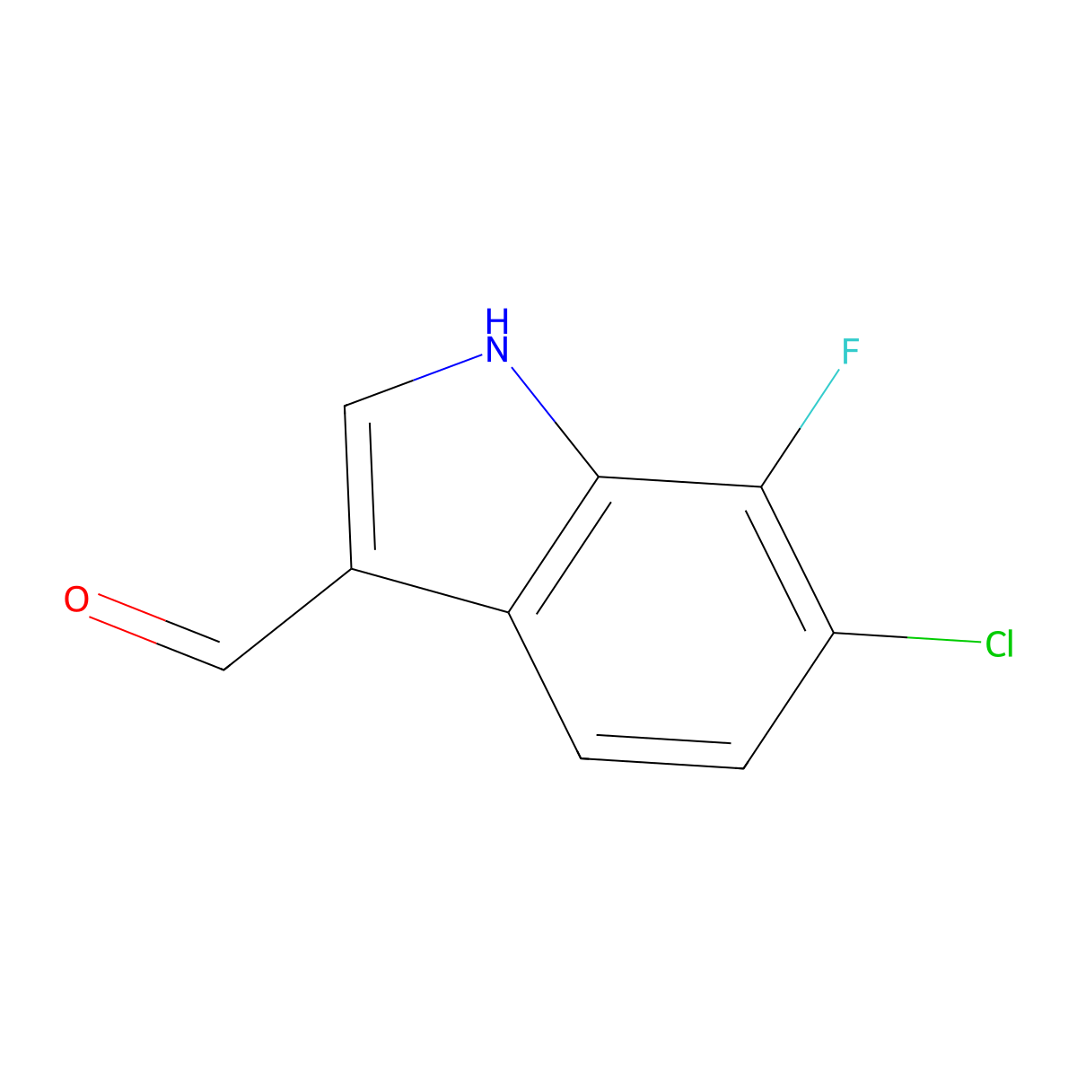 6-chloro-7-fluoro-1H-indole-3-carbaldehyde molecular structure, CAS 467457-00-7