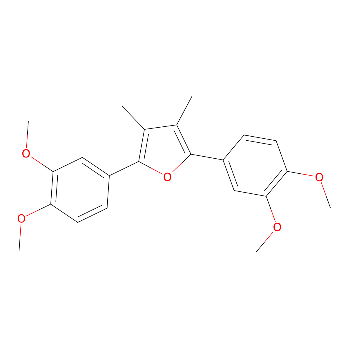 3,4-Dimethyl-2,5-bis(3,4-Dimethoxyphenyl)furan molecular structure, CAS 4676-33-9