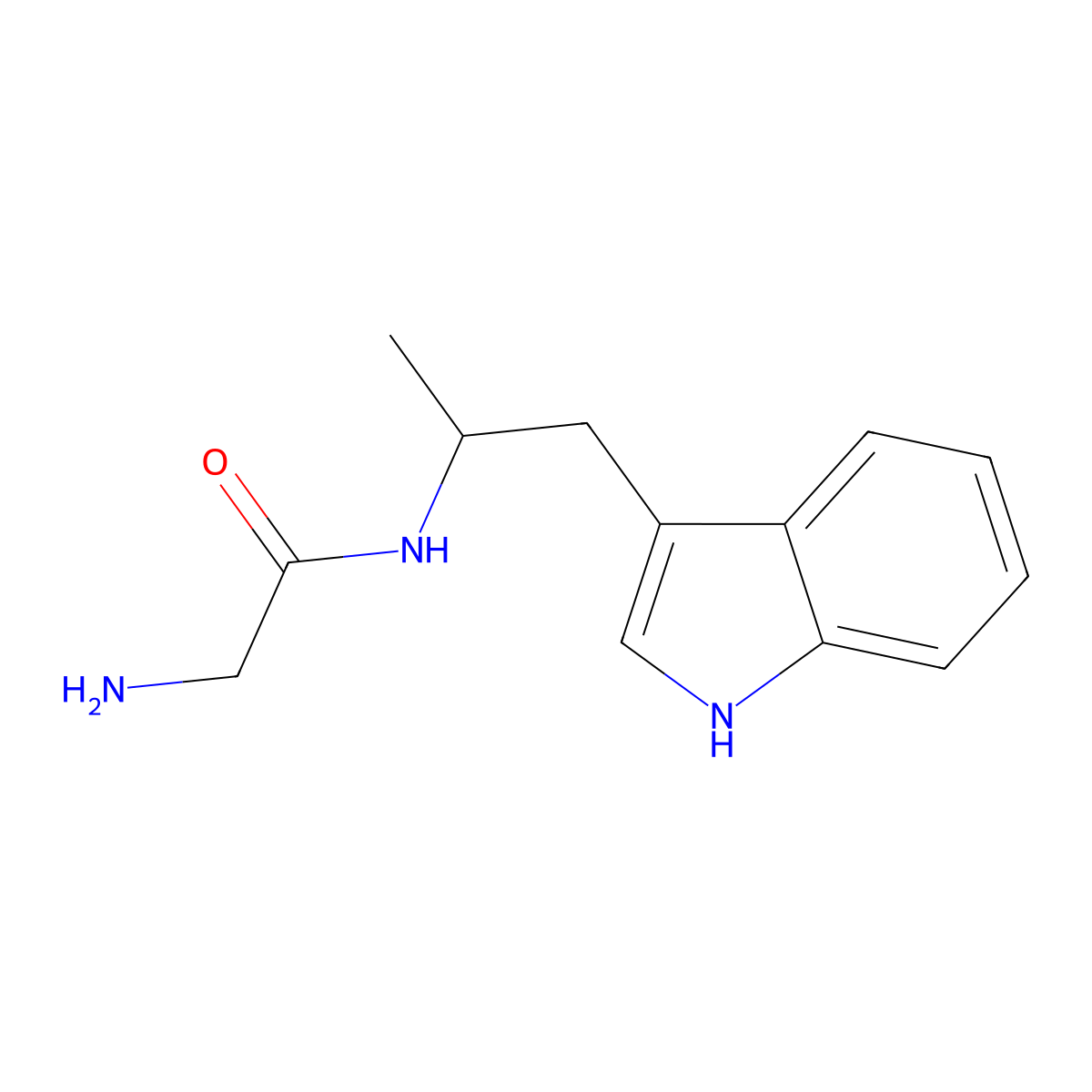 2-amino-N-[1-(1H-indol-3-yl)propan-2-yl]acetamide molecular structure, CAS 46804-14-2